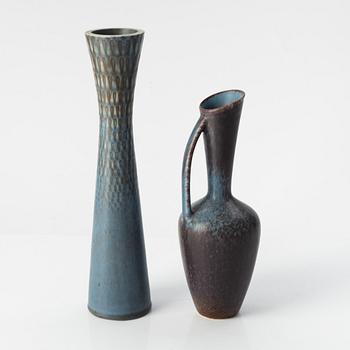 Carl-Harry Stålhane, a stoneware vase, Rörstrand, and Gunnar Nylund, a stoneware vase, Rörstrand.