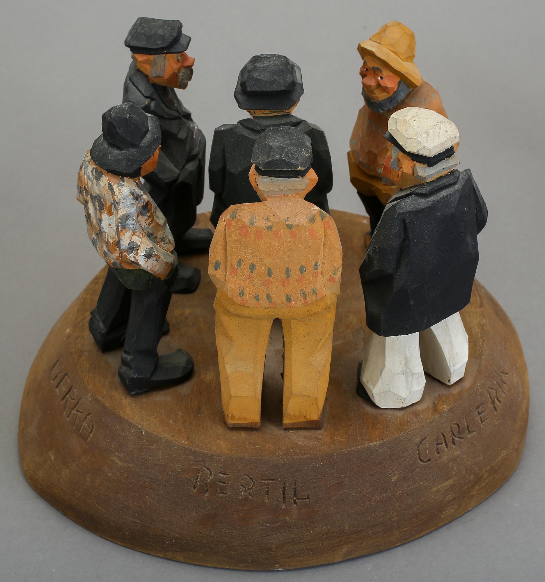 PARTI TRÄSKULPTURER, 15 st (9+6), trä, bl.a Bengt Råsten, 1900-tal.