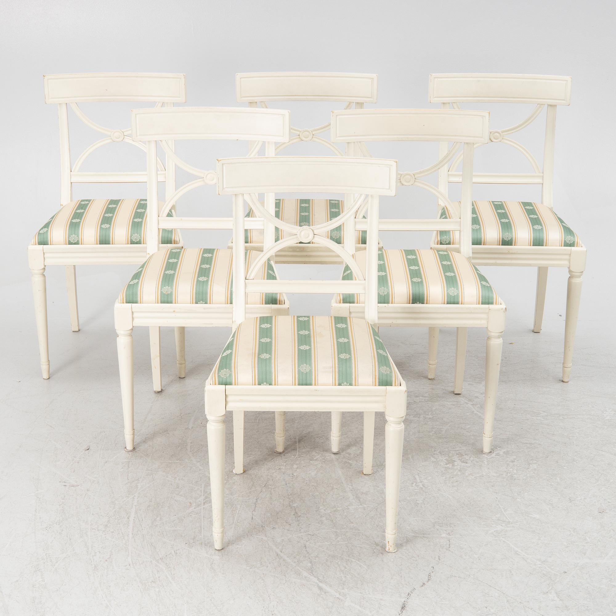 Chairs, 6 pcs, Gustavian style, in the Bellman model, 20th century.