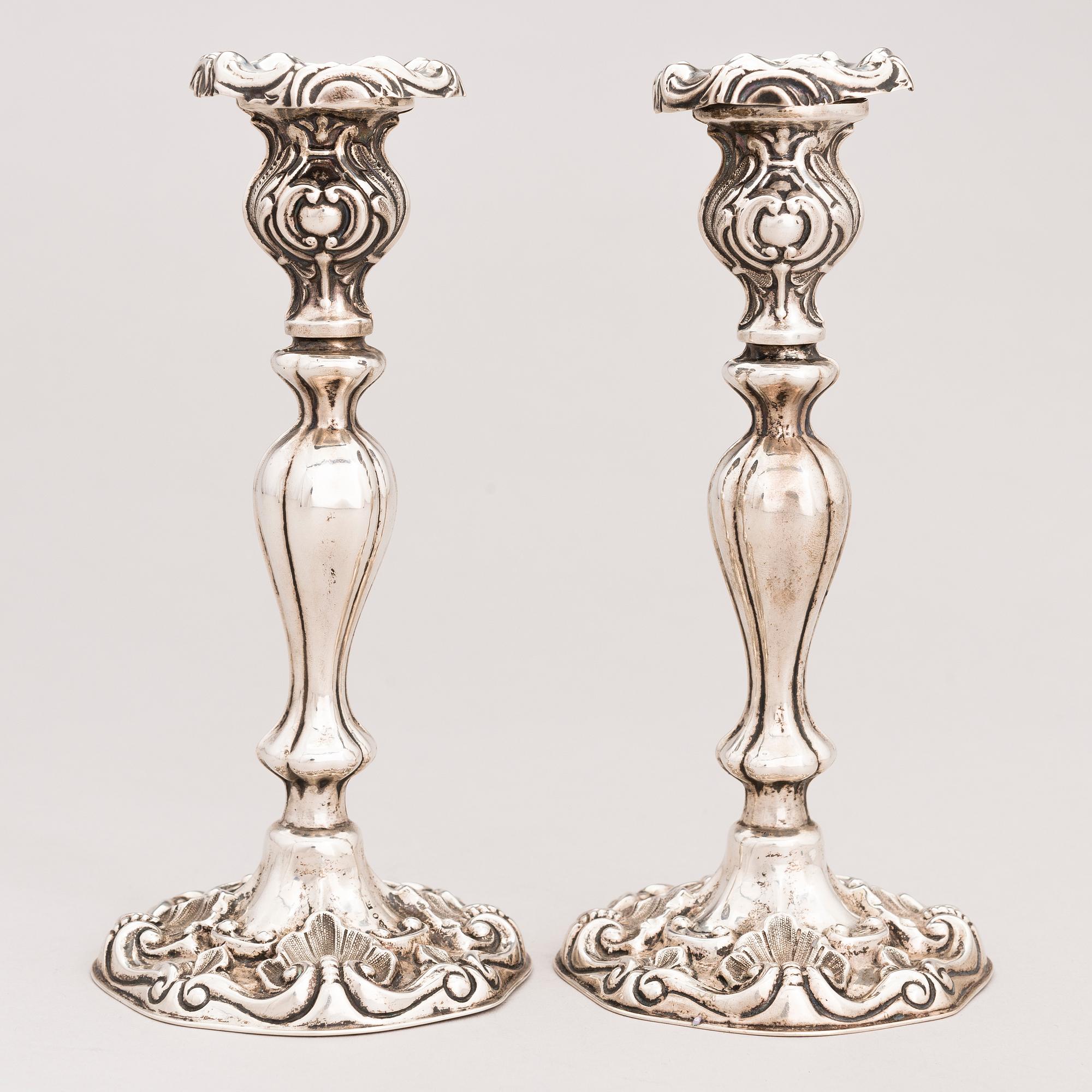 A pair of silver candlesticks, Stockholm 1861.