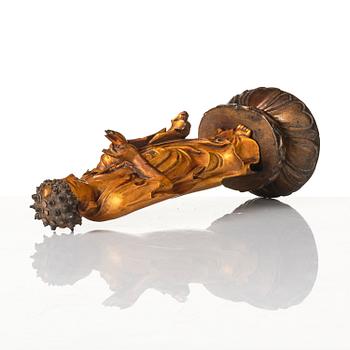 A lacquer figure of a standing Buddha, late Ming dynasty/early Qing dynasty.