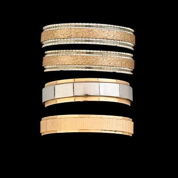 RINGAR, 4 st, 18 k guld, 1900-talets andra hälft. Vikt ca 18 gram.