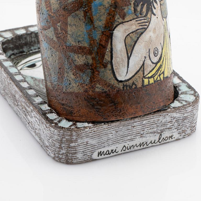 Mari Simmulson, vase / lamp base and plate, Upsala-Ekeby.