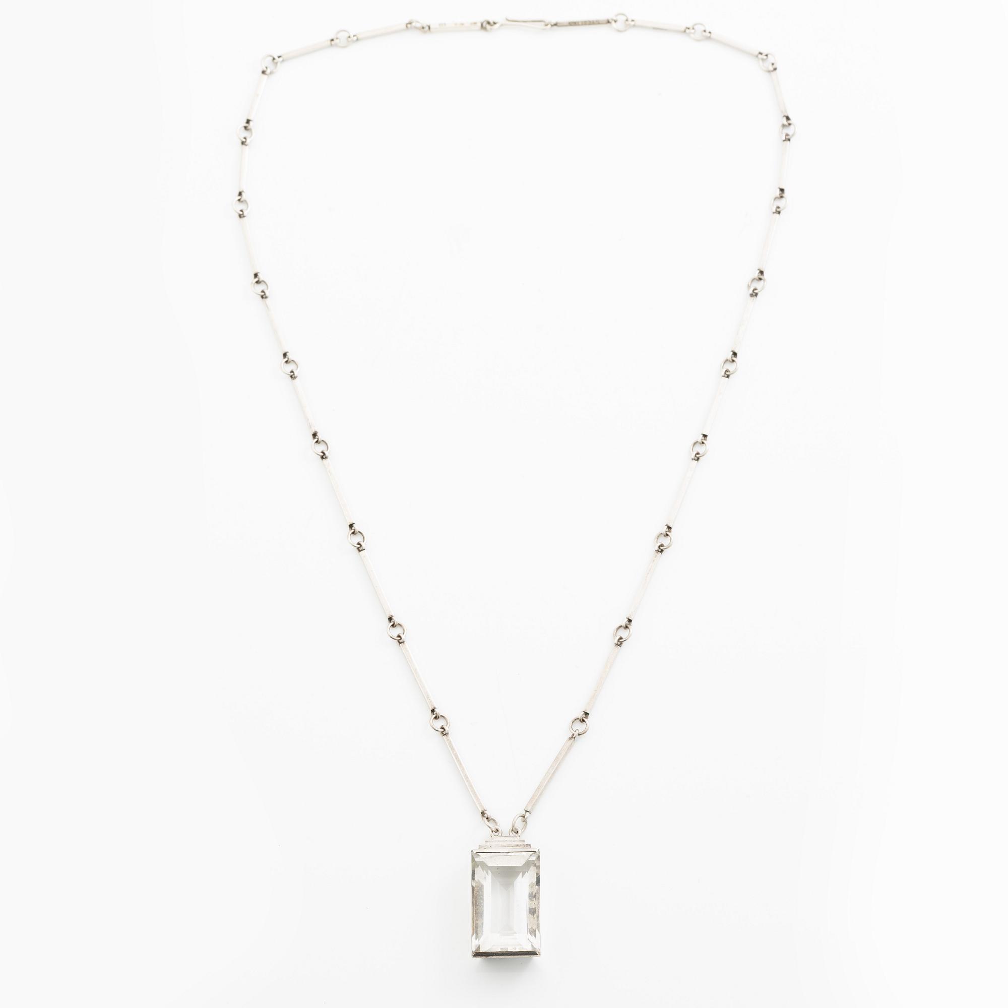 Wiwen Nilsson, a necklace, sterling silver with step-cut rock crystal, Lund 1942.