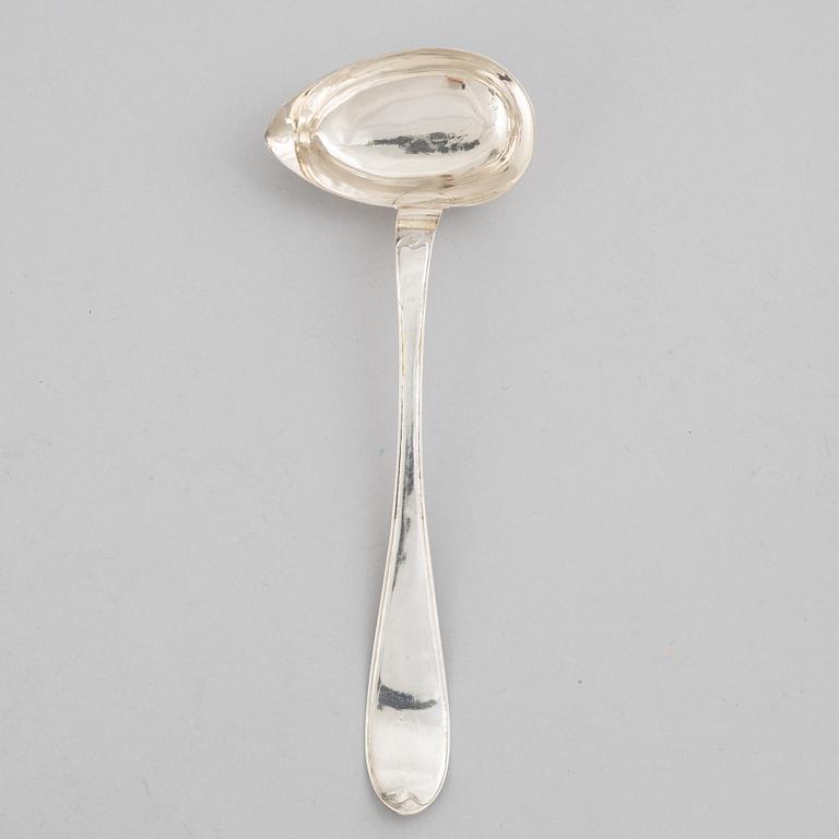 A Swedish silver soup ladel, mark of Magnus Stråtin, Uddevalla 1806.