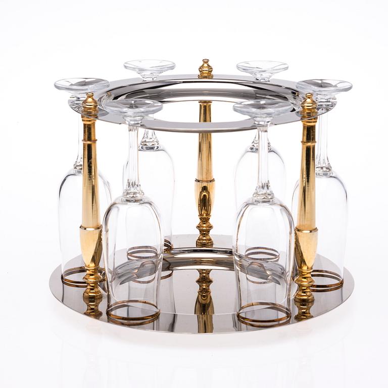 CHAMPAGNEGLAS I STÄLLNING, 6 st, Lancel, Paris 1900-talets senare hälft.