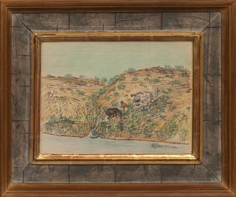 NILS NILSSON SKUM, teckning, signerad och daterad 1906.