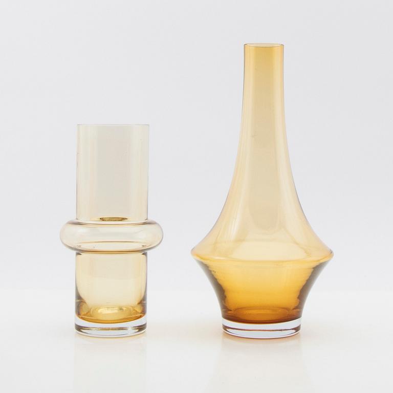 Tamara Aladin, vases, 3 pcs, glass, Riihimäen Lasi, Finland, 1960s/70s.