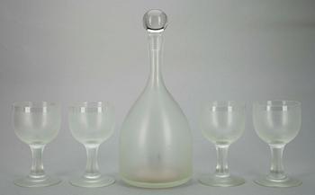 KARAFF SAMT GLAS, 4 st, Venini, sign. och dat. - 82. Italia.