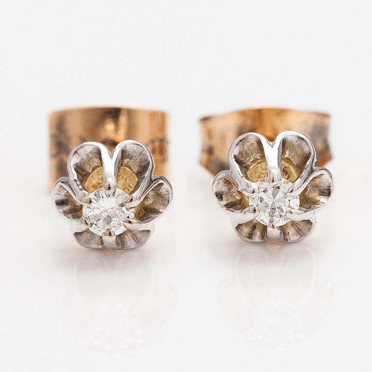 Korvakorupari, 14K kultaa, timantteja n. 0.08 ct yht.