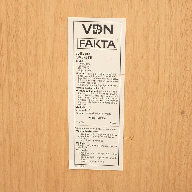 Erik Wörtz, soffbord, 2 st, "Överste", IKEA, 1960/1970-tal.
