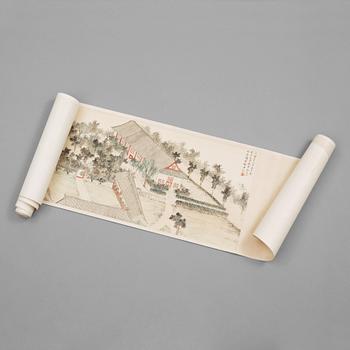 A handscroll with caligraphy of a scenery from Beijing University, dated Yanjing (Beijing) spring of 1937.