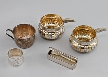 PARTI SILVER, 5 delar, 1800/1900-tal. Vikt 670 g.