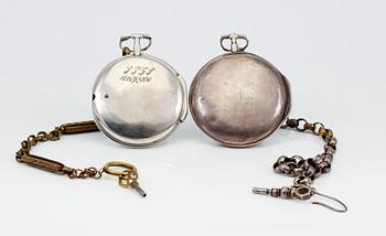 SPINDELUR, 2 st, silver, 1800-talets första hälft.
