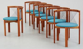 STOLAR, 7st, "String Chair", Niels Jörgen Haugesen, Danmark, 1970-tal.