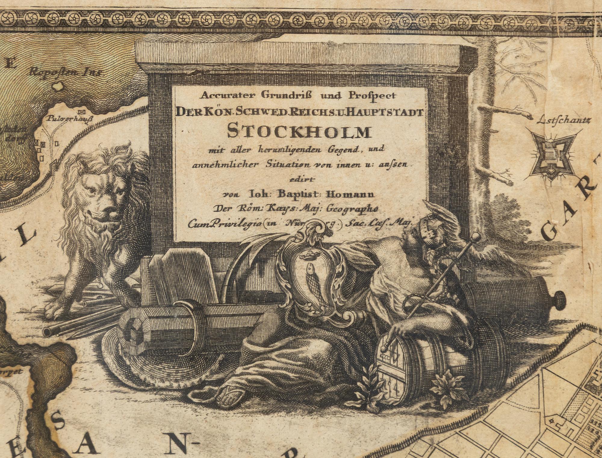 Johann Baptist Homann, Karta, kopparstick, 1700-tal, "Stockholm".