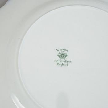 SERVISDELAR, 55 delar, flintgods, "Warwick" Johnson & Bros England. 1900-talets första hälft.