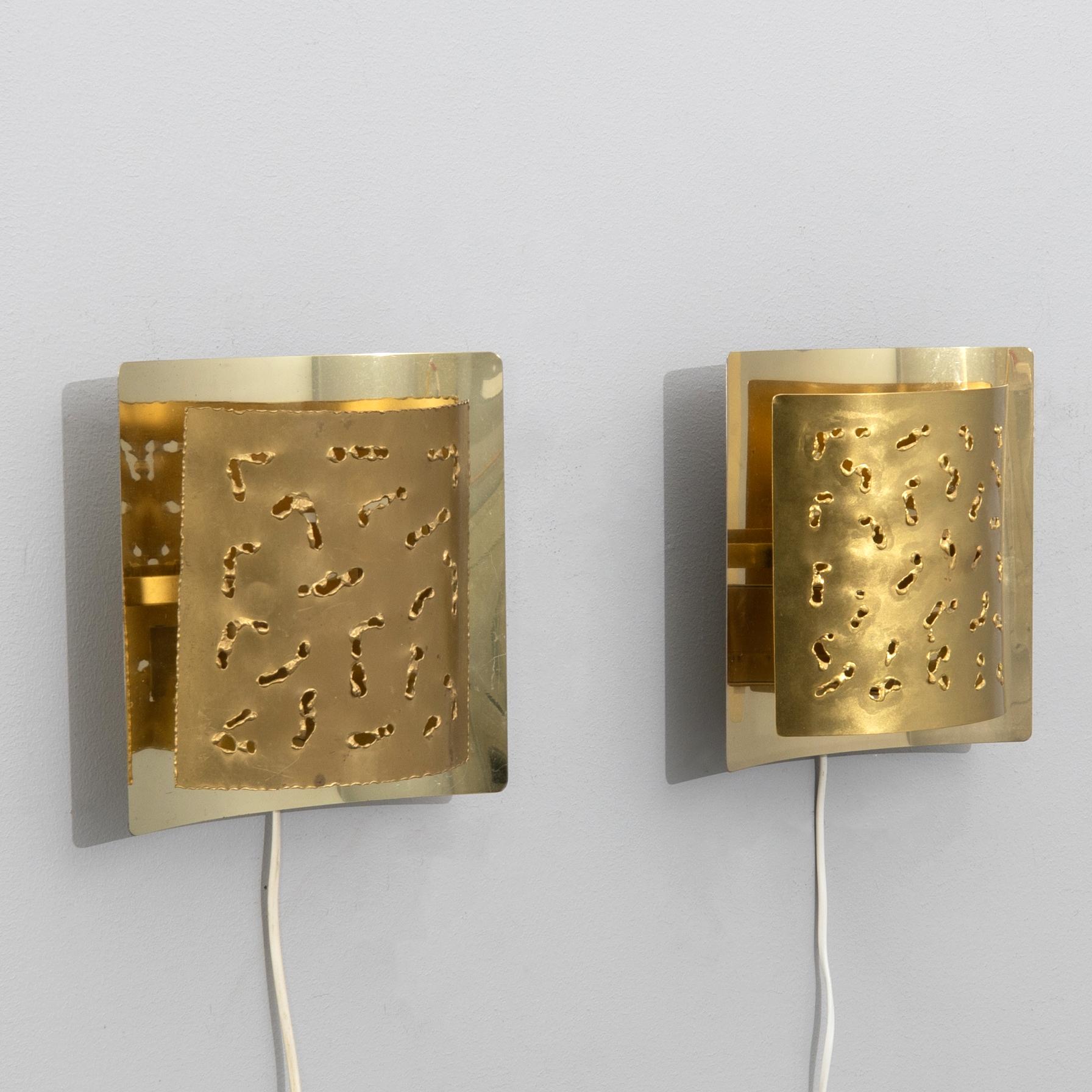 Vägglampor, ett par, modell "6477", Boréns, 1960/1970-tal.