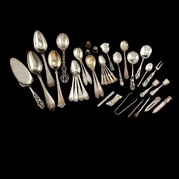 PARTI SILVER, 37 delar, 1800/1900. Vikt 660 g.