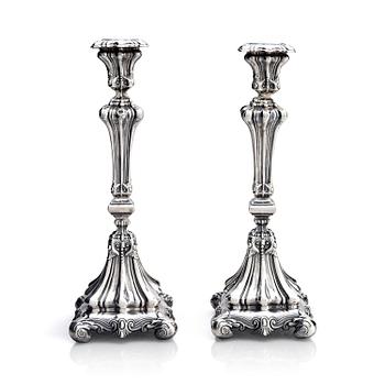 298. A pair of Austrian 19th century silver candlesticks, Vienna 1850.