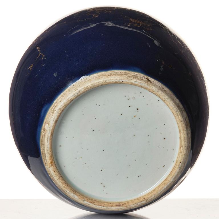 A blue glazed jar, Qing dynasty, 18th century.