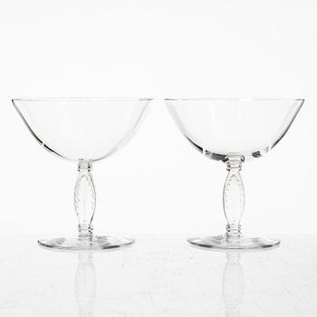 René Lalique, champagnekupor, 8 st, "Fontainebleau", Lalique, Frankrike.