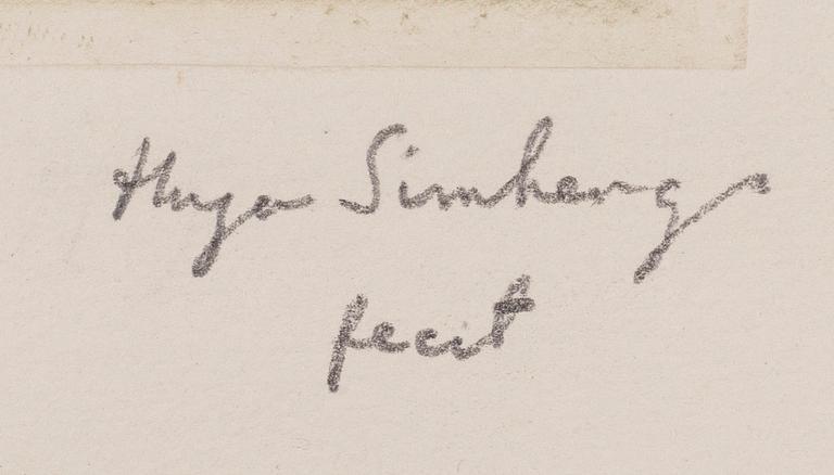 Hugo Simberg, linjeetsning, plåtsignerad samt signerad fecit med blyerts.