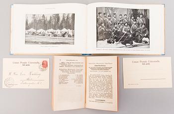 Finska krigsmaktens medaljer, 6 st, och böcker, 2 st, Finland, ca 1855-1931.