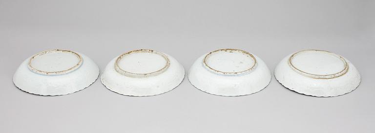 A set of four blue and white dishes, Ming dynasty, Wanli (1573-1620).