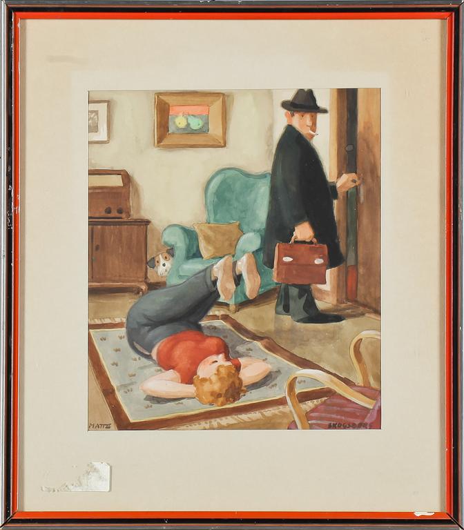 HARALD SKOGSBERG, akvarell, signerad.