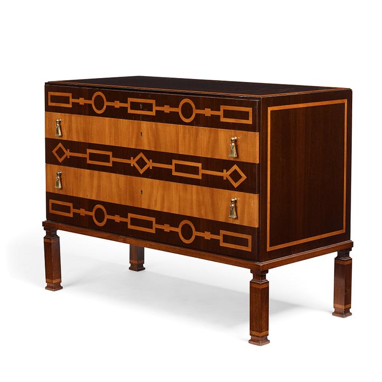 Axel Einar Hjorth, a iaspis and palisander chest of drawers  'Library' by Nordiska Kompaniet, Sweden 1929.