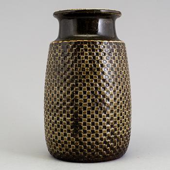 a 1960s stoneware vase designed by Stig Lindberg for Gustavsberg, signed.