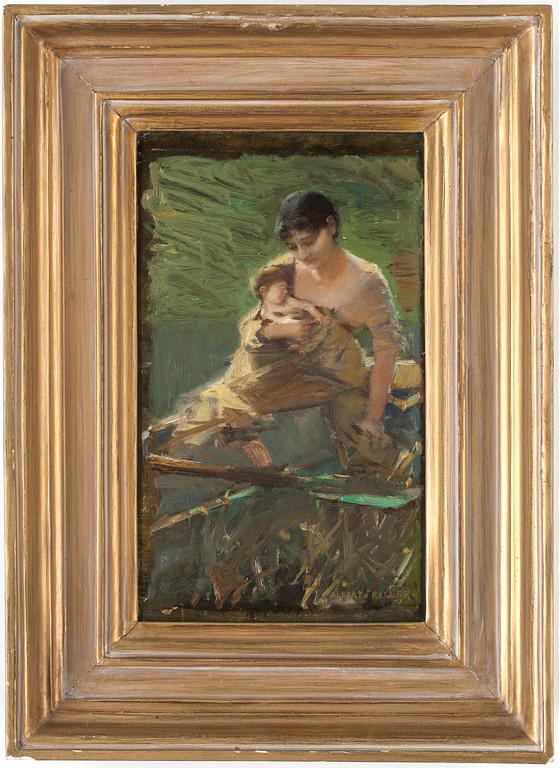 ALBERT VON KELLER. Tillskriven. Olja på pannå, signerad.