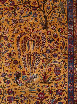 Matta, semiantik silke Keshan figural, ca 309-310 x 204,5-207 cm.