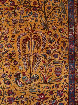 Matto, a semi-antique silk Kashan figural, ca 309-310 x 204,5-207 cm.