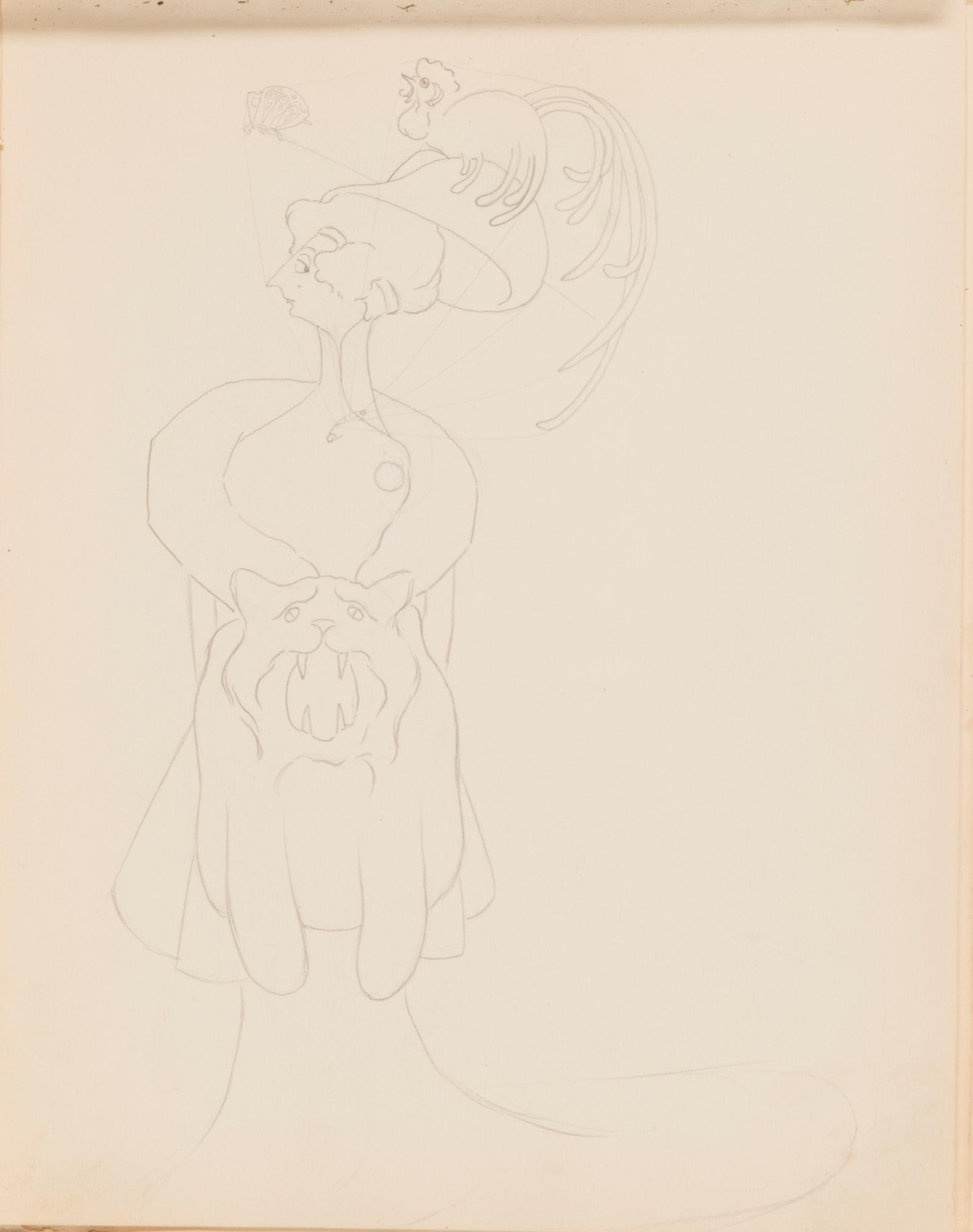 CARL JENSEN-CARLÉN, a scetch book with drawings, mixed media, 27 pages, partially signed C.C.