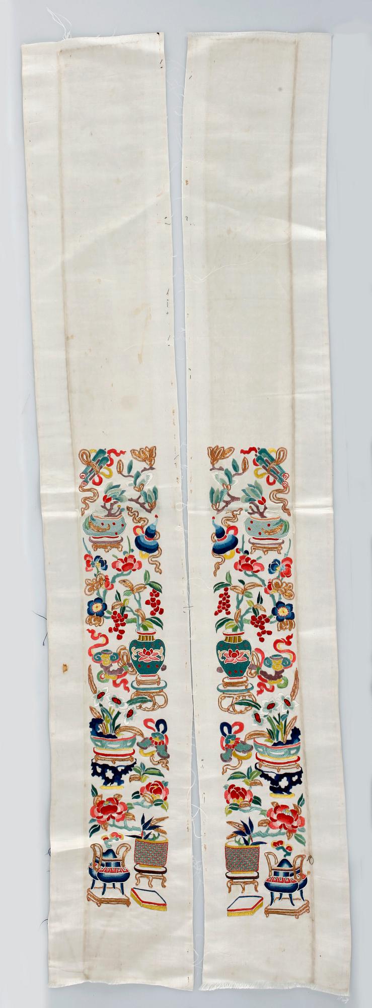 KANTBAND, 7 st, siden Kina, sen Qing dynasti, omkring år 1900.