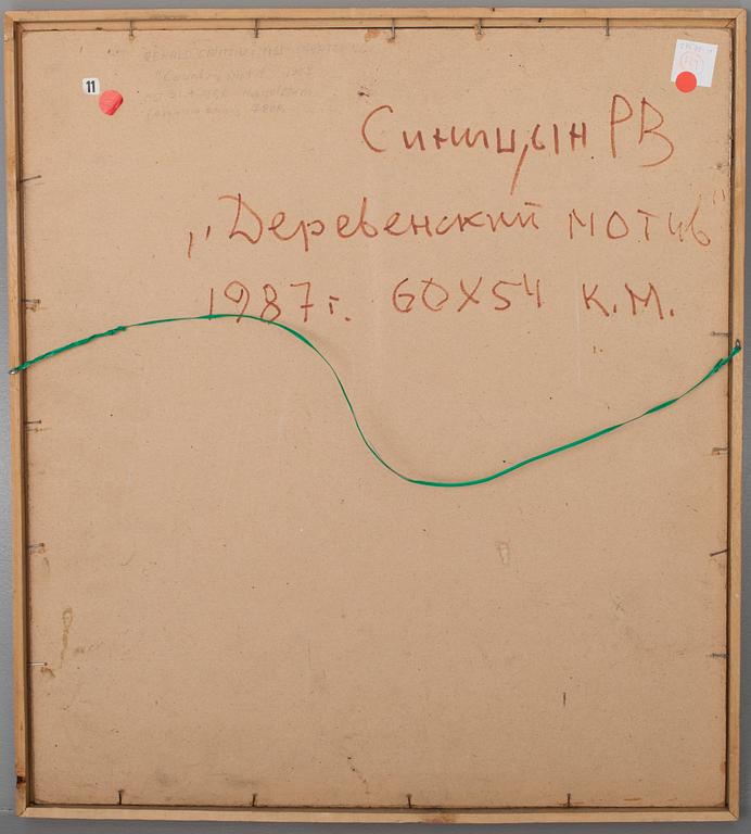 RENALD V. SINITSIN, olja på pannå, a tergo signerad och daterad 1987.