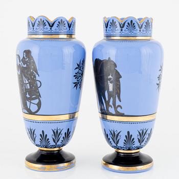 A pair of glass vases, late 19th century.