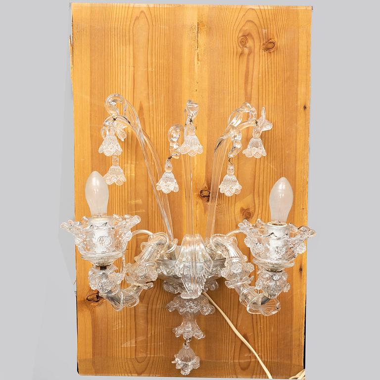 A pair of Venetian glass wall sconces, mid 20th Century.
