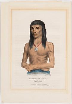Four hand colored litographs from History of the Indian Tribes of North America 1836-1844.