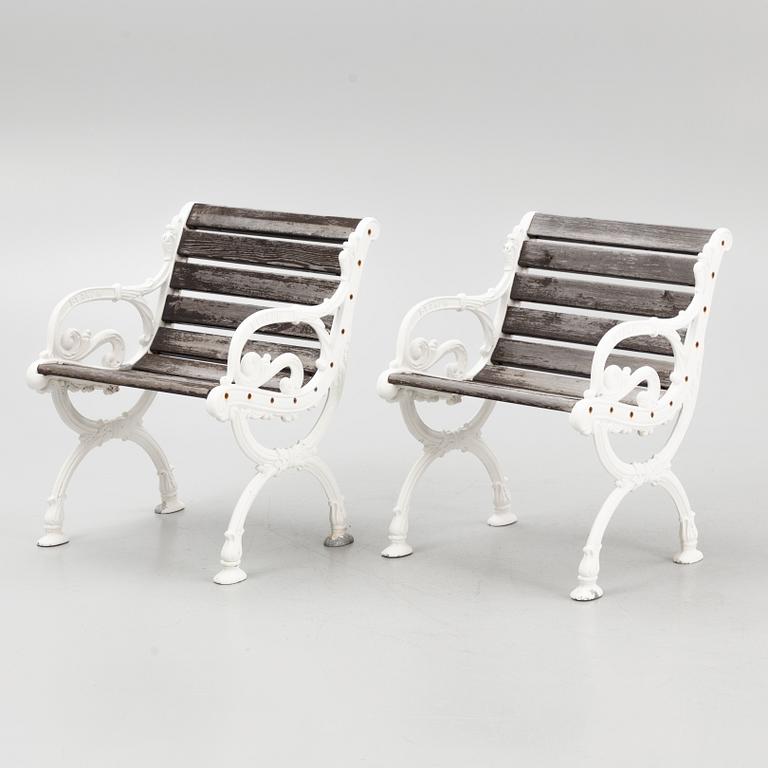 A pair of garden armchairs, Byarum, late 20th century.