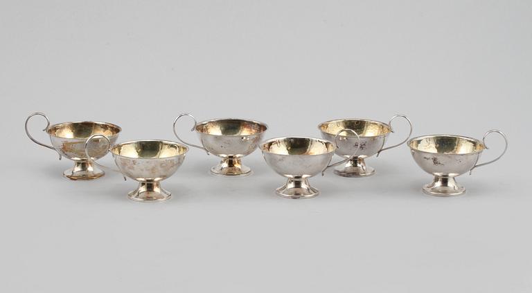 PUNCHKOPPAR, 6 st, silver, K & EC, Göteborg, 1951-1953. Vikt 181 g.