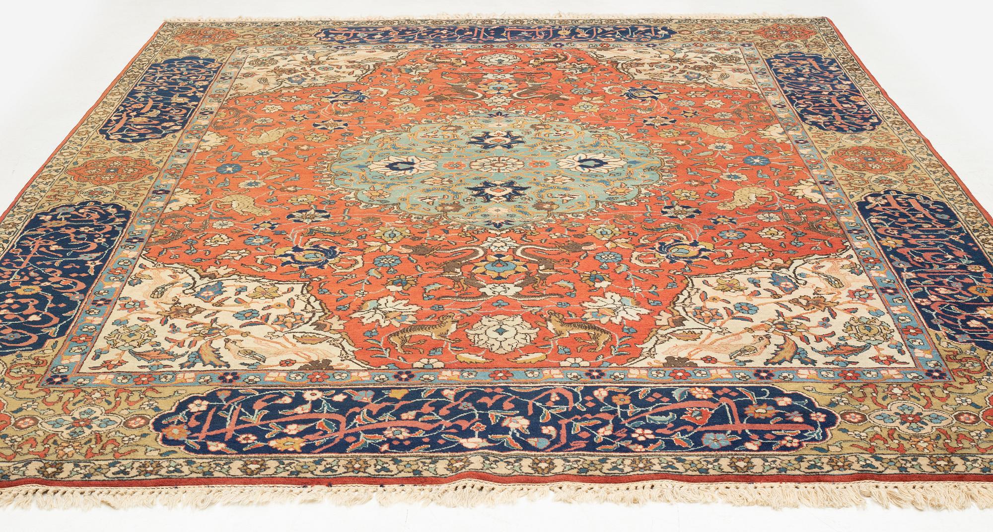 Matta, antik Täbris, signerad Alabaft, ca 383 x 275 cm.