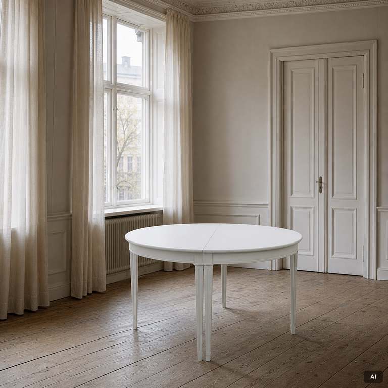 A pair of crescent shaped tables, 20th century.