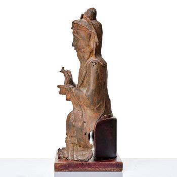 A bronze sculpture of a daoist deity, Ming dynasty (1368-1644).
