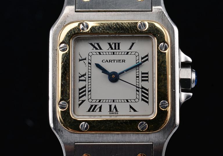 A LADIES WATCH, Cartier Santos. Gold, steel. Nr 0902735. Original case.