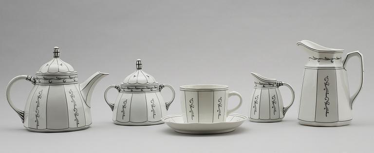 TESERVIS, porslin, 16 delar, Einar Forseth, Lidköping, ALP, 1900-talets första hälft.