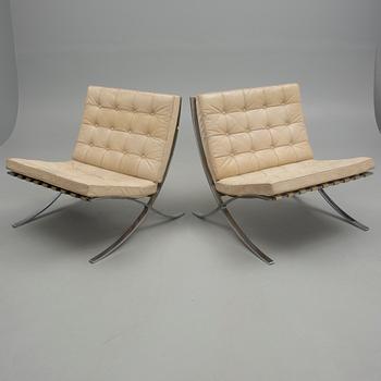 FÅTÖLJER, ett par, "Barcelona", Mies van der Rohe, 1960-tal.