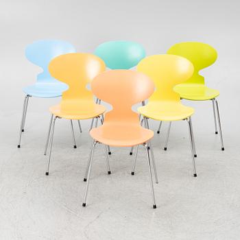 Arne Jacobsen, a set of 6 chairs, "The Ant", Fritz Hansen, Denmark, 1995.